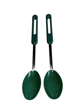 Bonny Vintage Solid Serving 2pk Spoons Nylon Green Plastic Handle USA Utensils